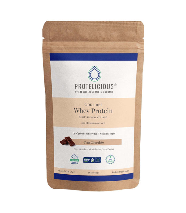 Protelicious True Chocolate Gourmet Whey Protein, 1 lb. Pouch