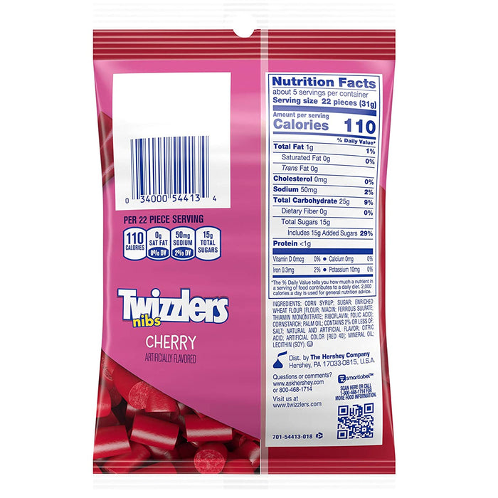 Twizzlers Cherry Nibs, 6 Oz Bag (1 Count) nutrition