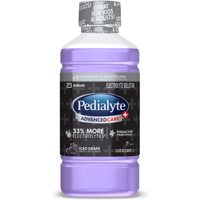 Pedialyte Advanced Care Plus, Iced Grape, 33.8 oz. (4 Count)