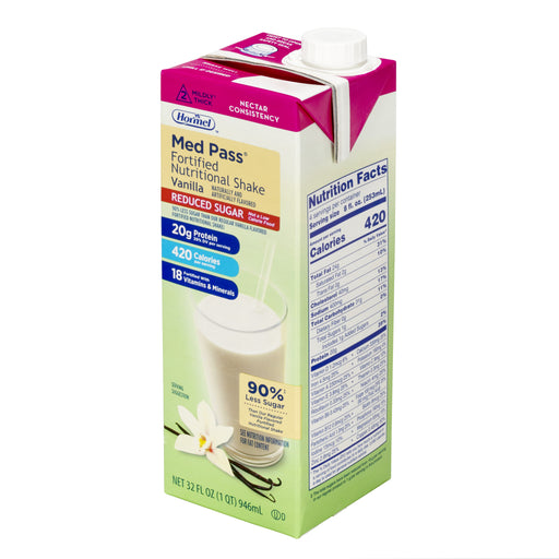 Med Pass 2.0 Balanced Fortified Nutritional Shake, Vanilla No Sugar Added, 32 oz. (12 Count)