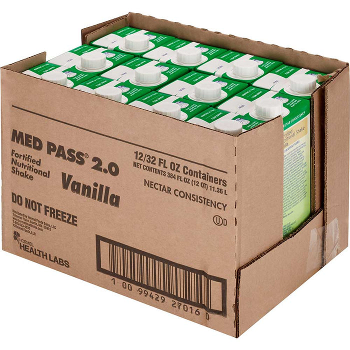 Med Pass 2.0 Balanced Fortified Nutritional Shake, Vanilla, 32 oz. (12 Count) case
