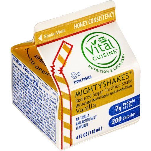 Hormel Vital Cuisine Mighty Shake Reduced Sugar Honey Consistency Vanilla Fortified Shakes, 4 fl. oz. Carton (Pack of 50)