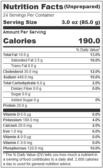 Café Puree® Sausage, 3 oz. (24 Count) nutrition