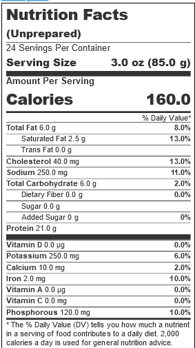 Café Puree®  Roast Beef, 3 oz. (24 Count) nutrition