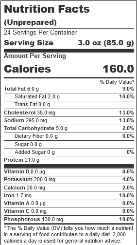 Café Puree®  Beef Patty, 3 oz. (24 Count) nutrition