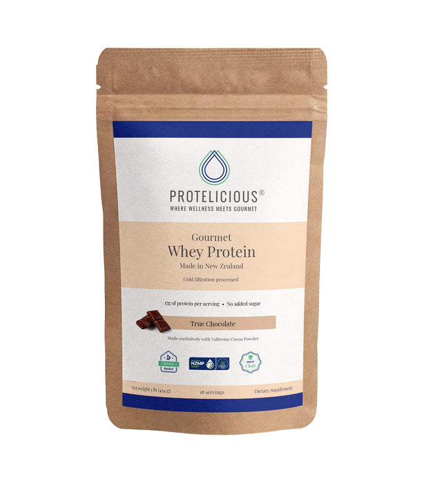 Protelicious True Chocolate Gourmet Whey Protein, 1 lb. Pouch 