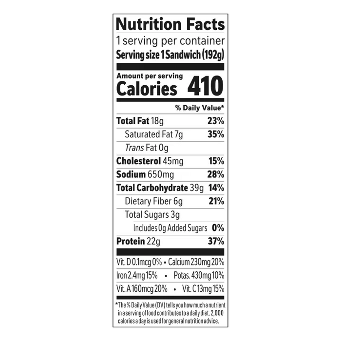 Fajita Sandwich Nutrition