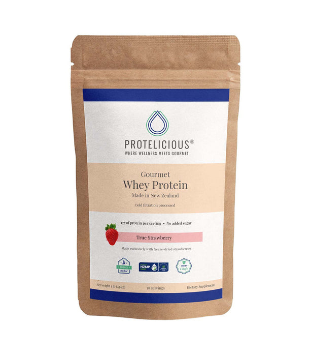 Protelicious True Strawberry Gourmet Whey Protein, 1 lb. Pouch