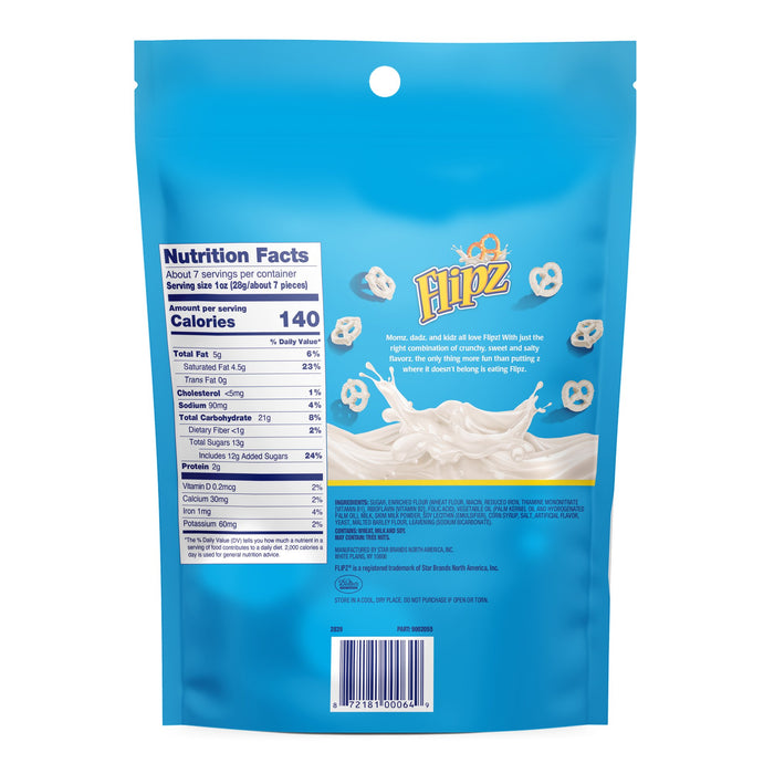 Flipz White Fudge Pretzels, 7.5 Oz Bag (1 Count) back