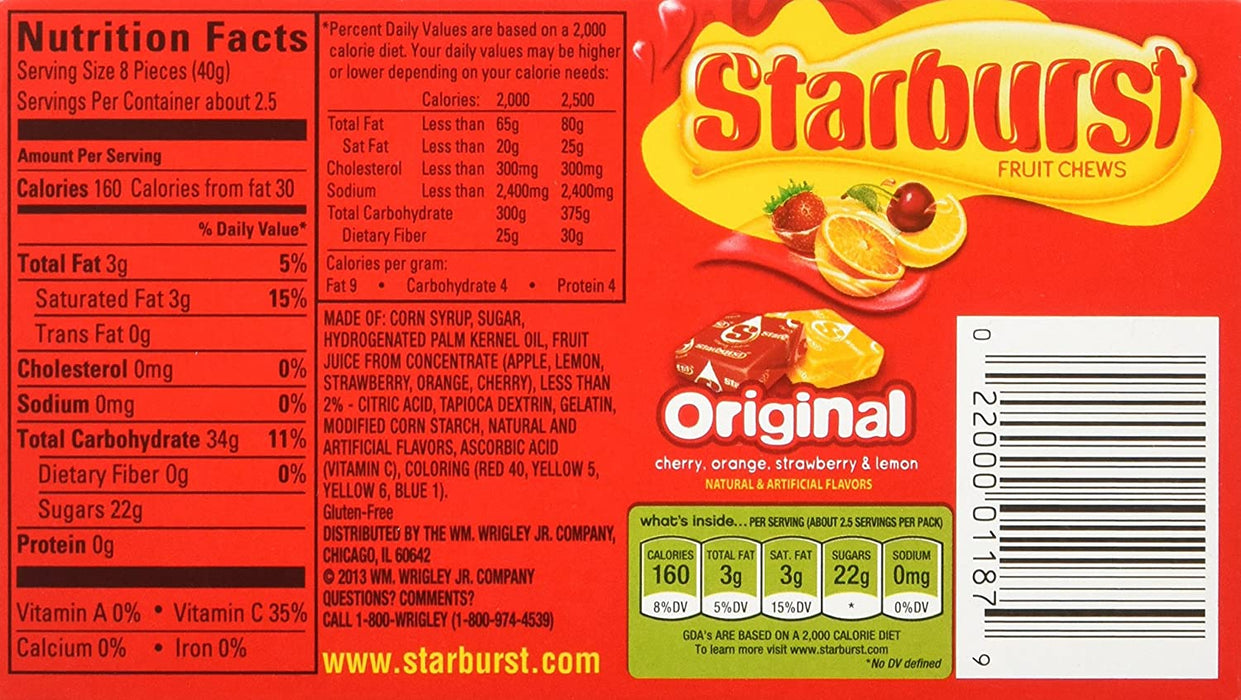 Starburst Fruit Chews Original, 3.5 oz. Theater Box (1 Count)