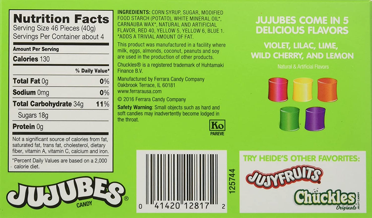 Jujubes, 6.5 oz. Theater Box (1 Count) back