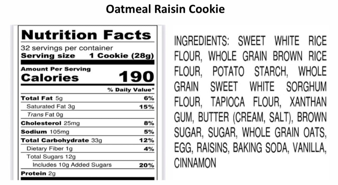 That's Just Nuts, Chocolate Chip and Oatmeal Raisin Gluten Free Cookie Dough, 2.15 lb. Box, 2-Pack (Frozen) nutrition