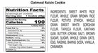 That's Just Nuts, Chocolate Chip and Oatmeal Raisin Gluten Free Cookie Dough, 2.15 lb. Box, 2-Pack (Frozen) nutrition