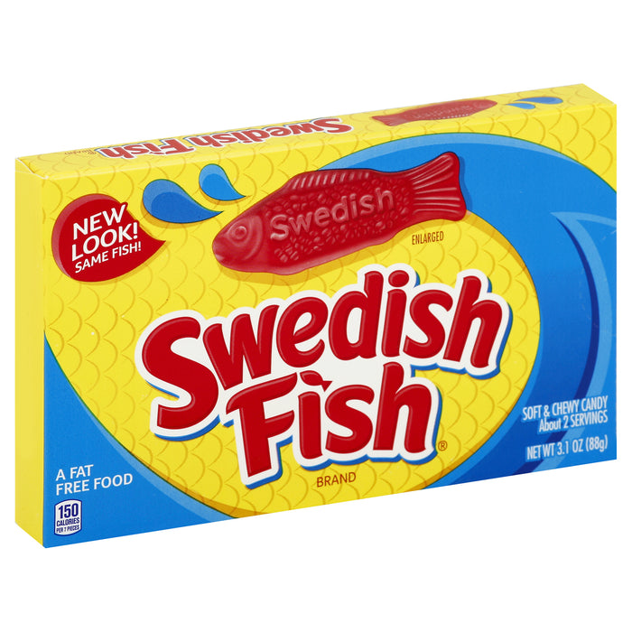 Cadbury Adams, Swedish Fish, Soft and Chewy Candy, Red, 3.1 oz. Theater Box (1 Count)